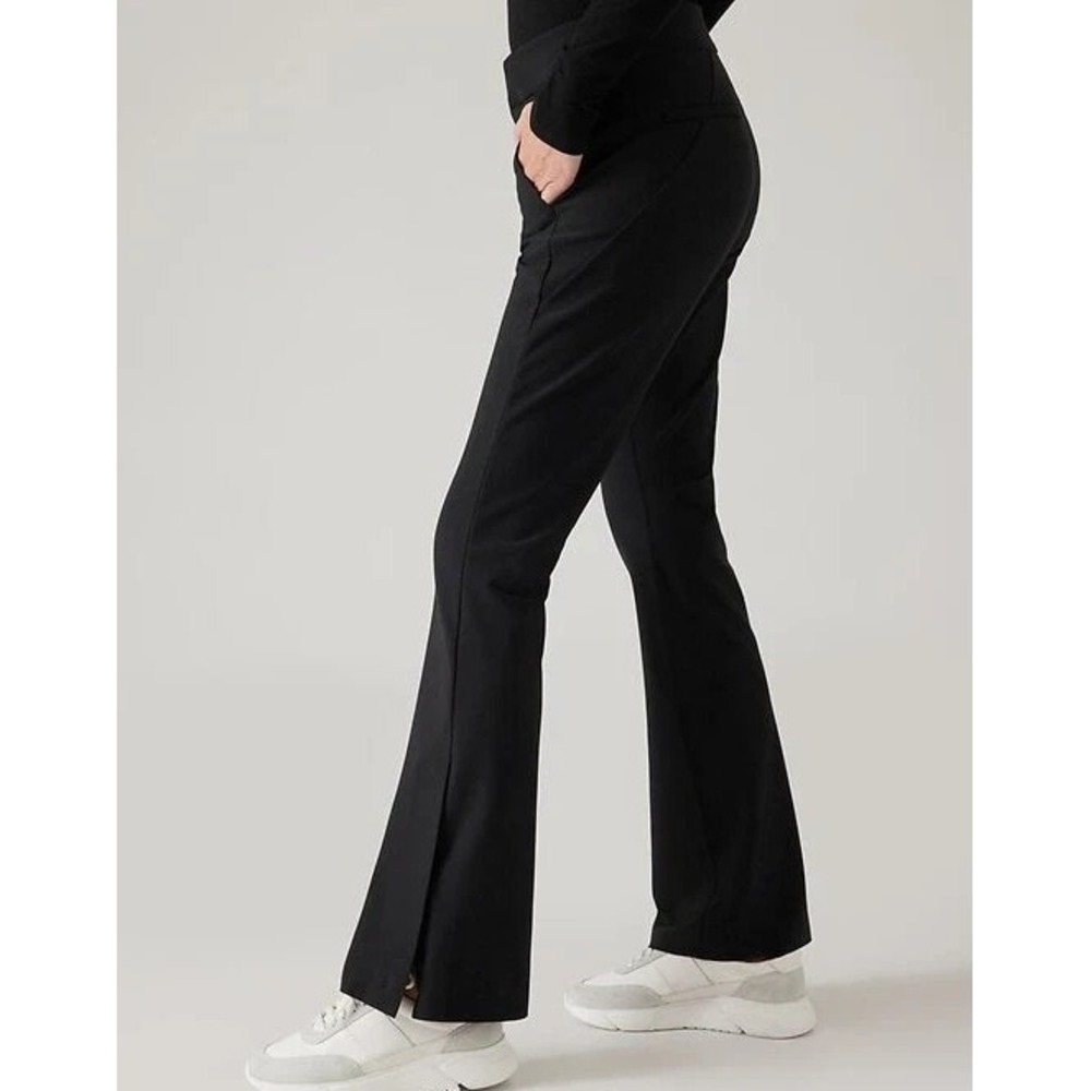 Athleta Stellar Flare Trouser Size 12 Black Comfort Stretch Commute Office Yoga